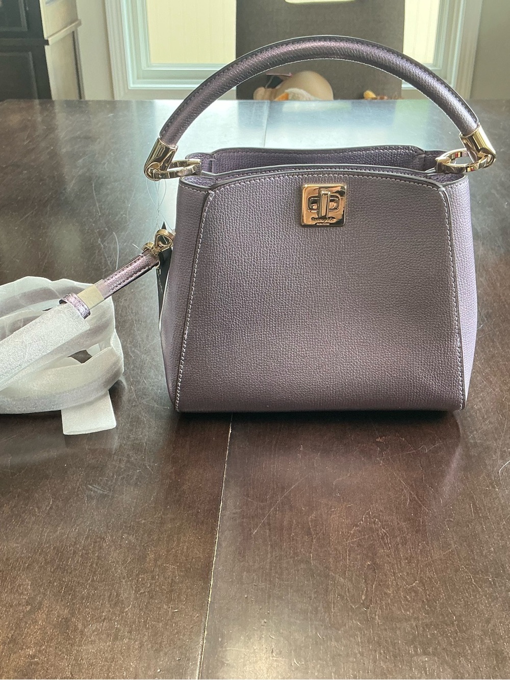 Structured Top-Handle Women’s Bag in a metallic lavender